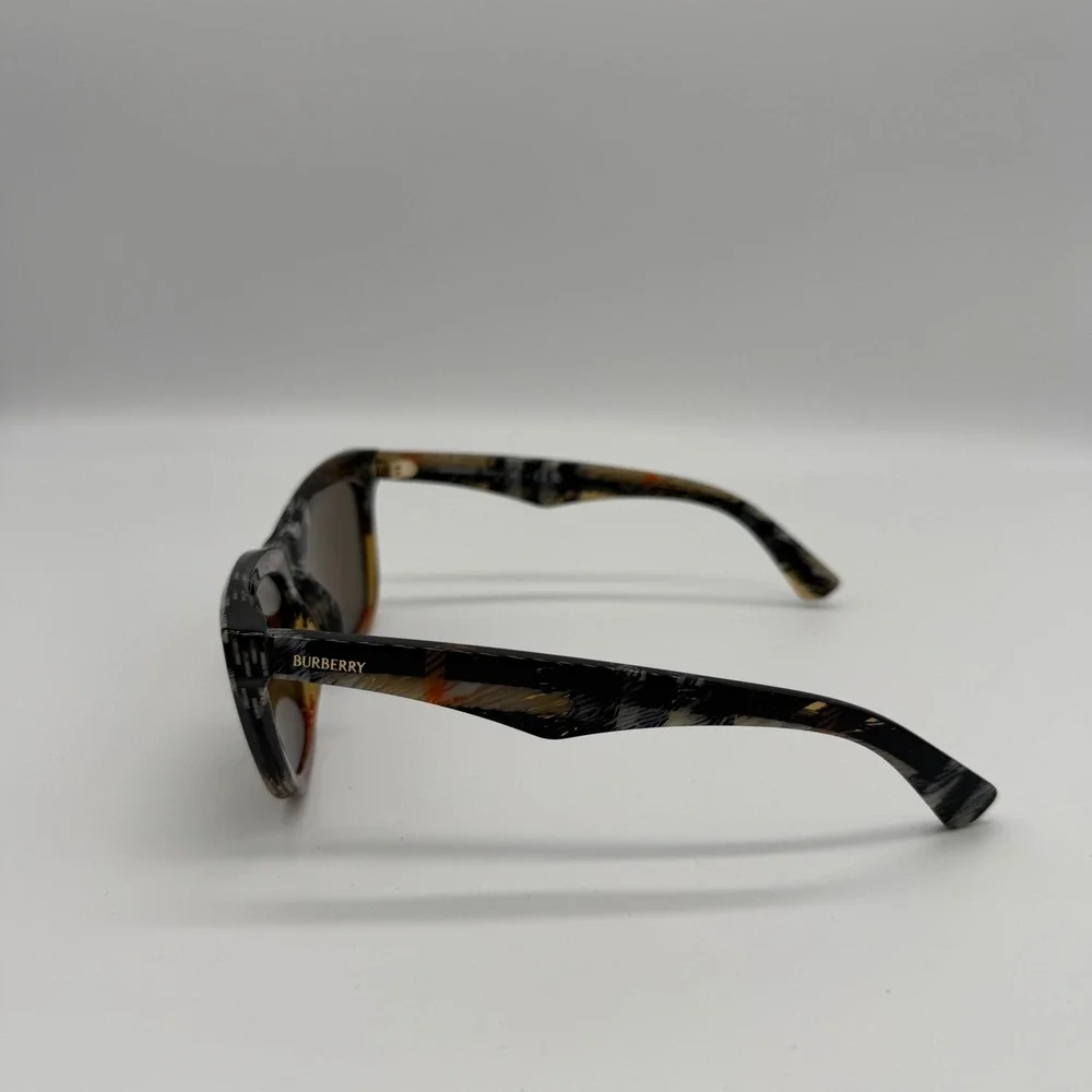 Burberry BE4435 Check Sand Cat Eye Sunglasses Dark Brown Lens 53mm